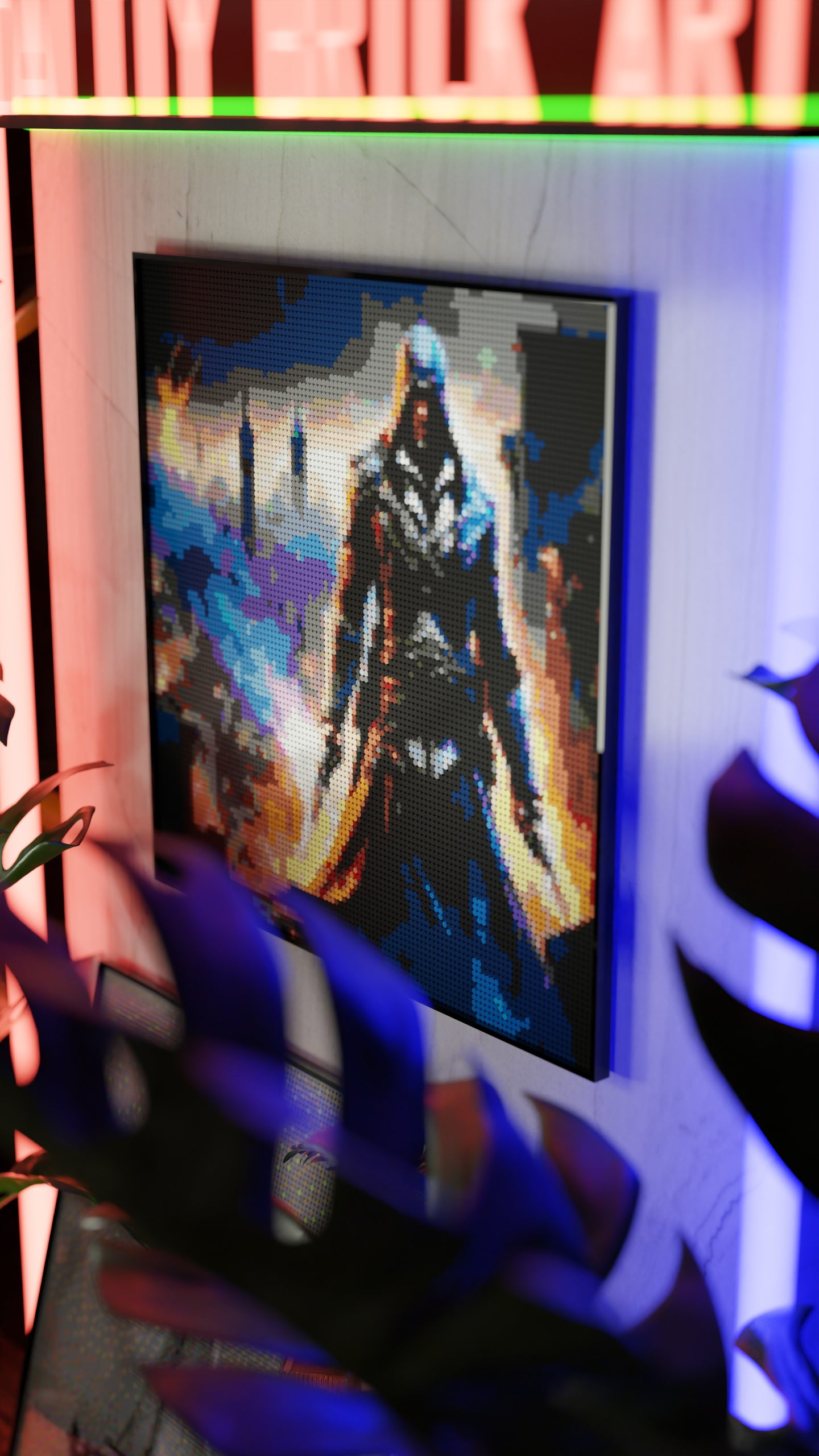 Assassins Creed LEGO® Style mosaic wall art made from colorful plastic bricks